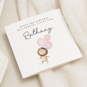 Carte personnalisée de 2e anniversaire pour fille, carte de 2e anniversaire pour fille, joli cadeau de deuxième anniversaire pour petite fille, cadeau de 2e anniversaire, nièce
