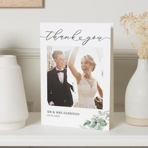 Moderne Dankeskarten Hochzeit, Elegante Hochzeits-Dankeskarten mit Foto, Gefaltete Danksagungskarten, Foto-Dankeskarten für Hochzeit