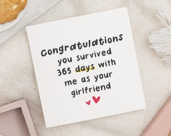 1-jarig jubileumcadeau voor vriend, kaart 1 jaar, kaart 1 jaar, kaart 1e verjaardag, cadeau eerste verjaardag