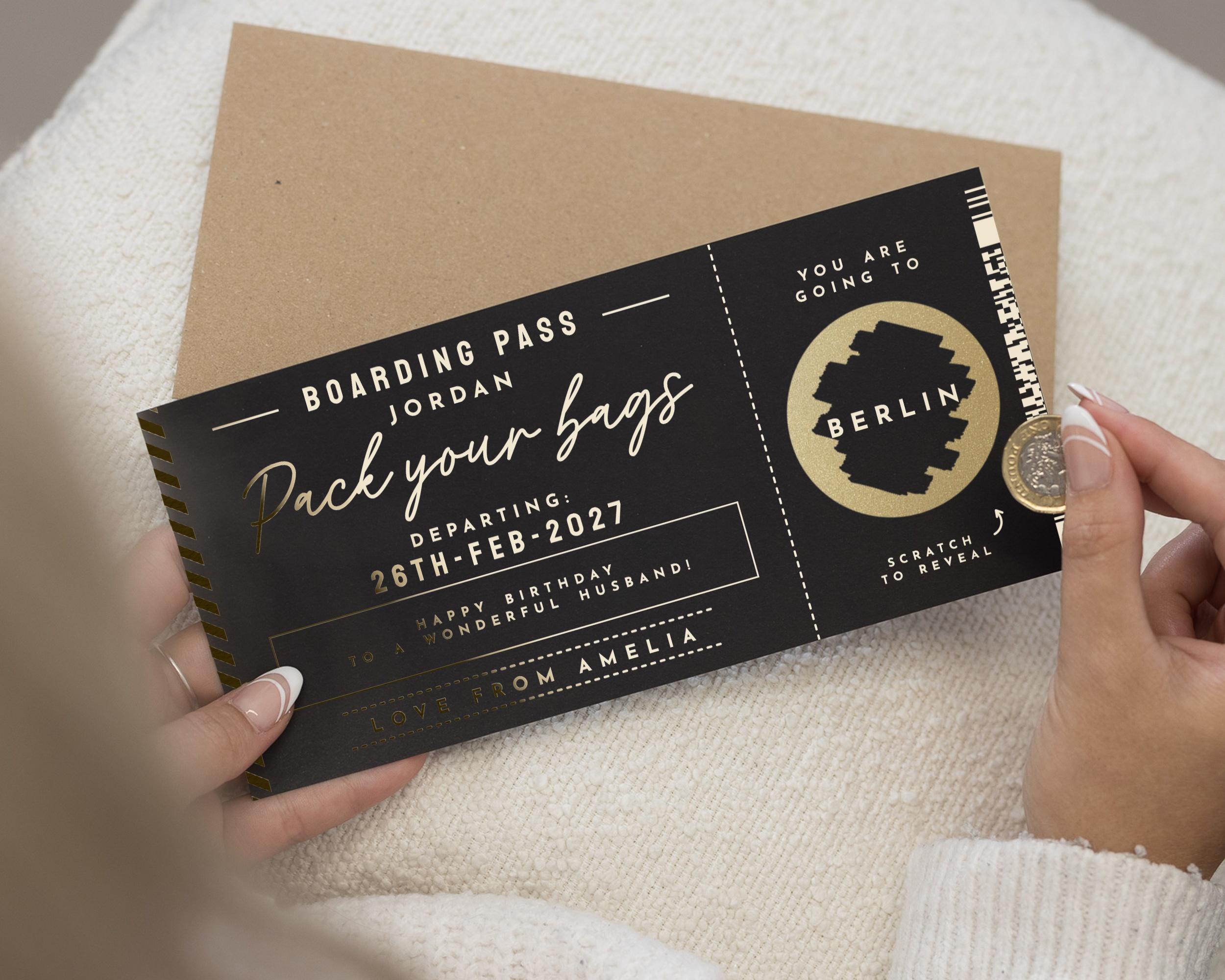 ZWWOGE 3 Set biglietti d'oro voucher,biglietto viaggio sorpresa,Write