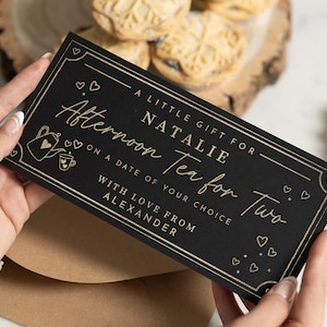 Billet pour le thé de l'après-midi, chèque-cadeau pour le thé de l'après-midi, chèque pour le thé de l'après-midi, goûter pour deux, cadeau de Noël, billet surprise, goûter