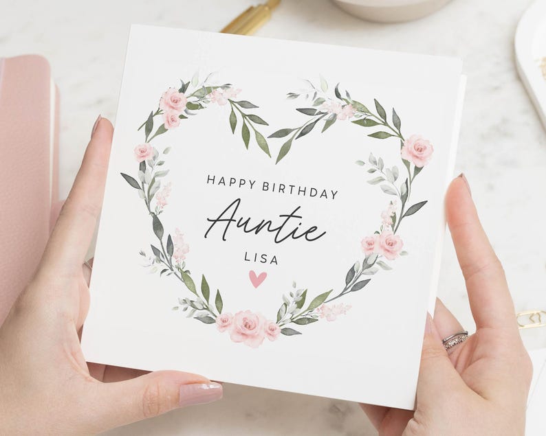 Carte d'anniversaire tante, carte d'anniversaire personnalisée pour tante, carte d'anniversaire spéciale tante, cadeau d'anniversaire tante, pour elle, jolie carte tante image 1