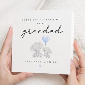 1ère carte de fête des pères pour grand-père, carte de fête des pères personnalisée de bébé, jolie carte d'éléphant, carte de fête des pères pour lui, carte de grand-père
