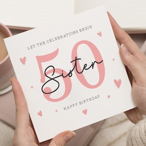 50th Birthday Card For Women, 50th Birthday Gift SIster, Personalised 50th, Sister 50th Birthday Card, For Sister, Sister 50th Birthday Card