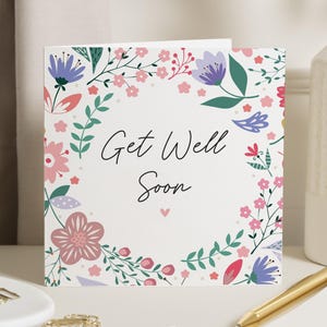 Carte florale de guérison rapide, Carte de guérison rapide pour un ami, Chirurgie de guérison rapide, Après une opération, Carte de séjour à l'hôpital, Fleurs de guérison rapide