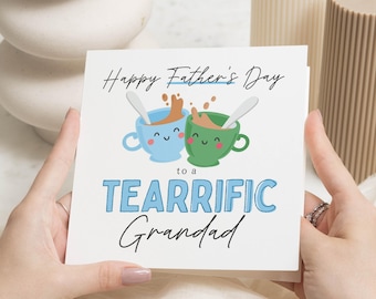 Carte de fête des pères pour grand-père, carte de fête des pères drôle de grand-père, jolie carte de jeu de mots de thé, carte de fête des pères pour lui, carte de grand-père larmoyant