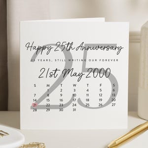 25 Jahre Jubiläumskarte, Personalisierte Jubiläumskarte, Silberhochzeit Jahrestagskarte, Benutzerdefinierte Datumskarte, Jubiläumskarte für Paar