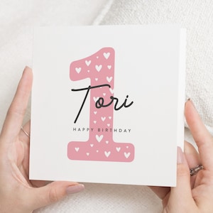 Personalisierte 1. Geburtstagskarte für Mädchen, Tochter 1. Geburtstagskarte, niedliches erstes Geburtstagsgeschenk für kleines Mädchen, 1. Geburtstagsgeschenk, Nichte
