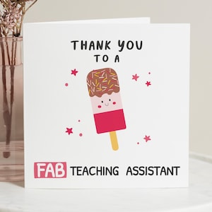 Tarjeta de agradecimiento para asistente de enseñanza, tarjeta de agradecimiento para asistente de enseñanza, tarjeta de agradecimiento para asistente de enseñanza, tarjeta de fin de trimestre, tarjeta fabulosa para asistente de enseñanza