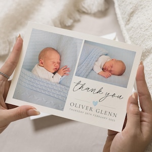 Cartão de agradecimento para novo bebê, cartões de anúncio de bebê, cartões de agradecimento de batismo para bebê, agradecimento para recém-nascido, agradecimento para bebê com fotos