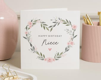 Tarjeta de cumpleaños para sobrina, tarjeta de cumpleaños para sobrina, tarjeta de cumpleaños floral para sobrina, regalo especial de cumpleaños para sobrina.