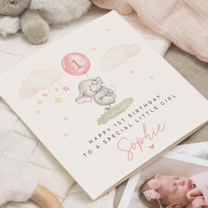 1. Geburtstagskarte Mädchen, erste Geburtstagskarte für Mädchen, personalisierte 1. Geburtstagskarte, Mädchen 1. Geburtstagskarte, 1. Geburtstags-Mädchengeschenk