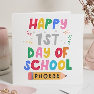 Viel Glück Erster Schultag Karte, personalisierter erster Schultag Geschenk, glücklicher 1. Schultag, Schulanfang viel glück, Kindergartenkarte