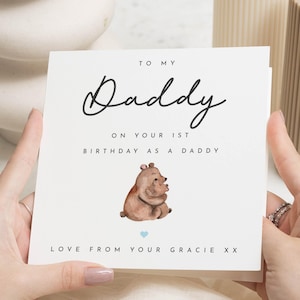 Geburtstagskarte für Papa, 1. Geburtstag als Papa-Karte, Geburtstagskarte von Tochter, Bären-Geburtstagskarte, personalisierte Papa-Geburtstagskarte
