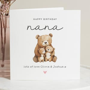 Nana-Geburtstagskarte von den Enkeln, alles Gute zum Geburtstag Nana, Bär-Geburtstagskarte für Nana, Oma Geburtstagskarte, Kindermädchen-Geburtstagsgeschenk für Sie