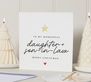 Carte De Noël Pour Belle-fille Et Beau-fils - 145x145 Mm - Message 'Merry Christmas To Daughter & Son In Law' - De La Part Des Parents