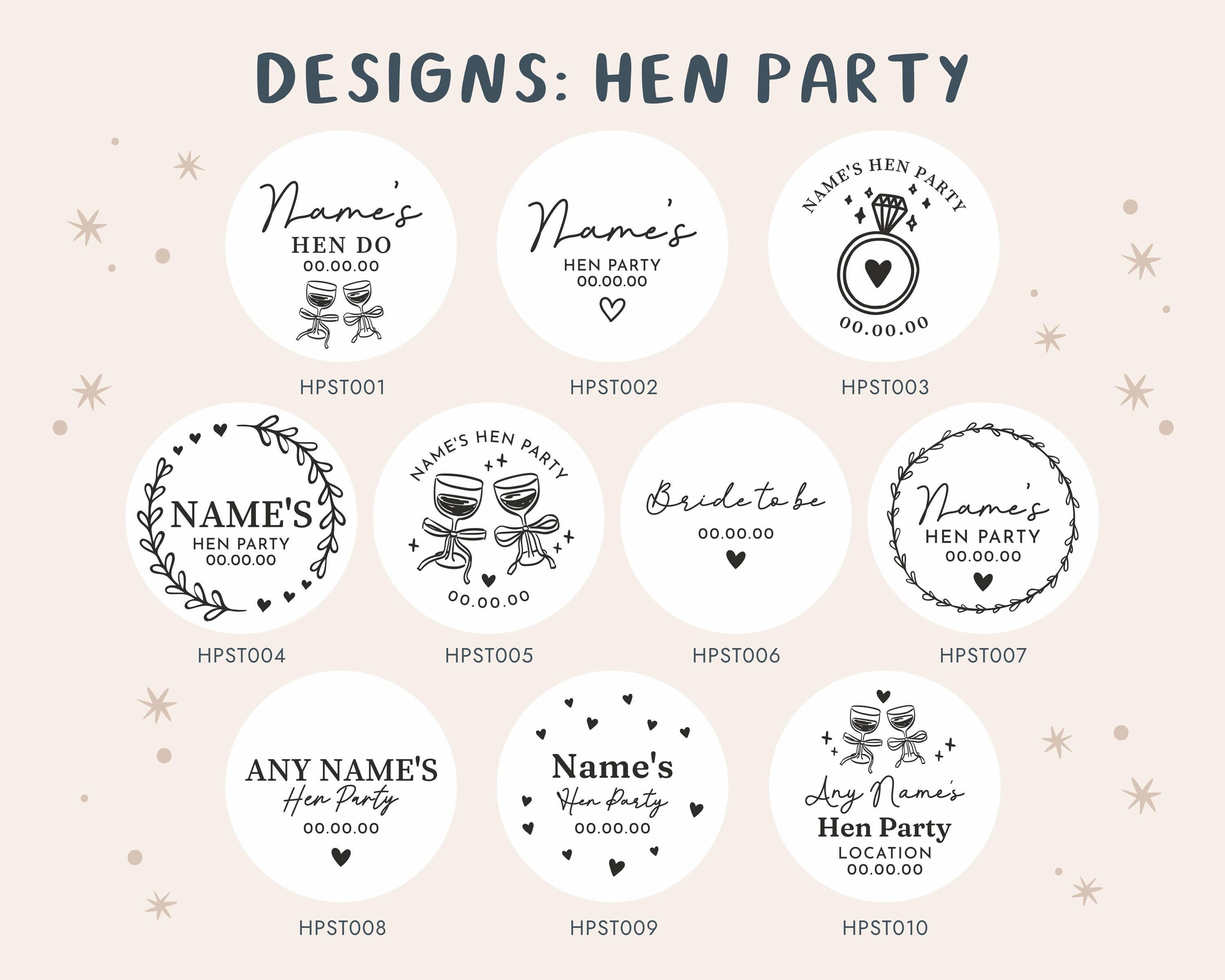 Hen Party Sticker, Personalised Hen Party Label, Custom Name Sticker ...