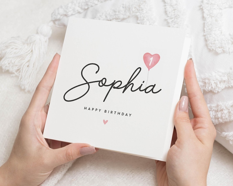 Carte 1er anniversaire pour fille, carte premier anniversaire fille, carte 1er anniversaire fille, carte 1er anniversaire bébé fille, cadeau 1er anniversaire fille image 1