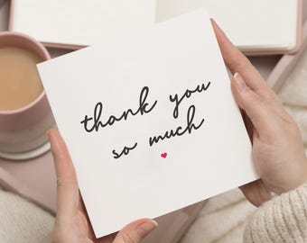 Thank You So Much Card, Personalised Thank You Card, Appreciation Card, Thank You Gift, Special Thankyou Card, For Friend, Thank You Cards