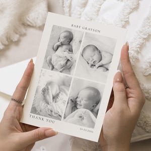 Nouvelles cartes de remerciement photo de bébé, cartes de remerciement photo noir et blanc, carte de remerciement personnalisée bébé, cartes de remerciement baby shower