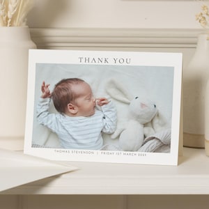Cartes de remerciement avec photo pour bébé garçon, jolies cartes de remerciement pour bébé, cartes de remerciement personnalisées pour bébé fille, carte de remerciement pour bébé garçon