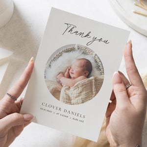 Cartes de remerciement personnalisées pour bébé, Cartes photo pliées pour bébé, Nouvelle carte avec photo pour bébé fille, Cartes de remerciement pour bébé garçon, Faire-part de naissance