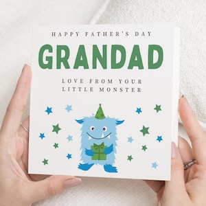 Fathers Day Card for Grandad, Grandad Fathers Day Card, Cute Monster Card, Fathers Day Card from Kids, Personalised Fathers Day Card