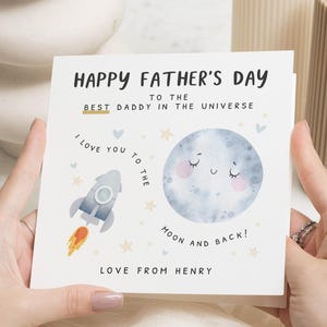 Fathers Day Card, Fathers Day Card from Child, Daddy Fathers Day Card, Personalised Fathers Day Card, To The Moon And Back Card