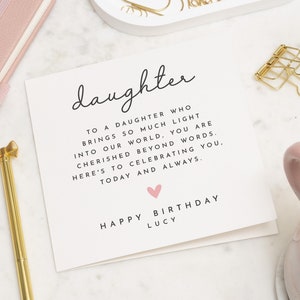 Carte d'anniversaire fille pour elle, carte d'anniversaire fille spéciale, cadeau d'anniversaire pour fille, cadeau d'anniversaire fille, de la part de maman et papa