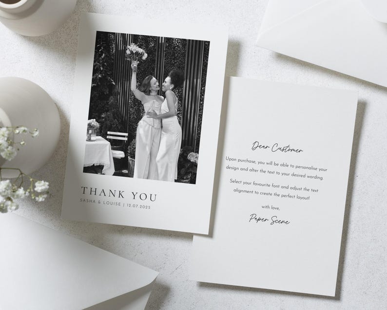 Personalised Wedding Thank You Card, Photo Wedding Thank You Card ...