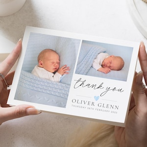 Fotobedankkaarten babyjongen, schattige nieuwe babykaarten bedankt, gepersonaliseerde bedankkaarten Nieuwe ansichtkaart babymeisje, babyjongen
