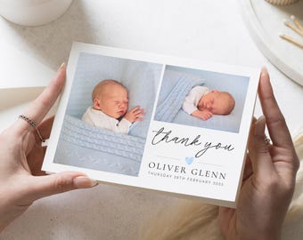 Baby Boy Photo Thank You Cards, Cute New Baby Cards Thank You, Personalised Thank You Cards New Baby Girl, Baby boy Postcard Thankyou Card