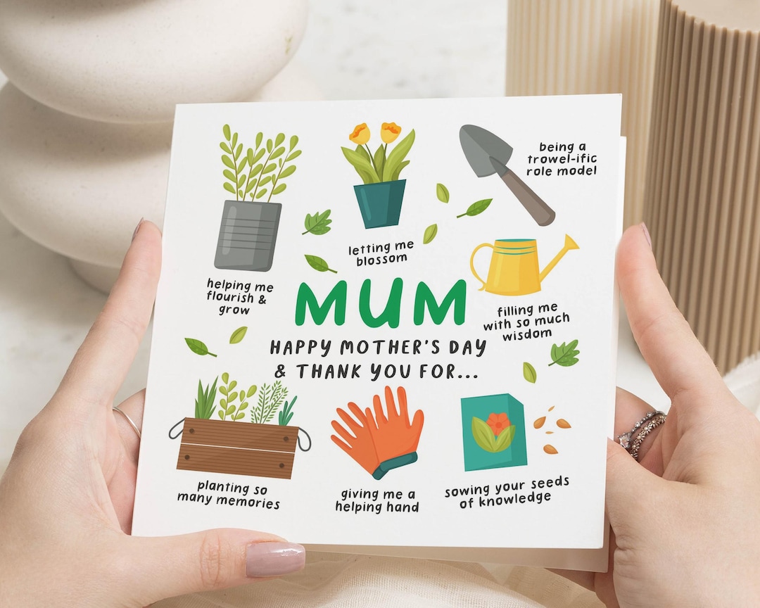 Mothers Day Card for Mum, Thank You Mum Card, Mother’s Day Card, Cute ...