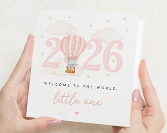 New Baby Card 2026, Welcome to the World Card, Baby Girl Card, New Baby Cards, Baby Congratulations Card, Elephant Baby Card