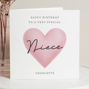 Carte d'anniversaire pour nièce, carte d'anniversaire nièce personnalisée, carte d'anniversaire pour fille, carte d'anniversaire spéciale nièce, carte d'anniversaire mignonne