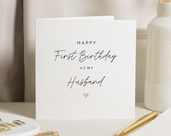 First Birthday As My Husband Card, New Husband Birthday Card, Romantic