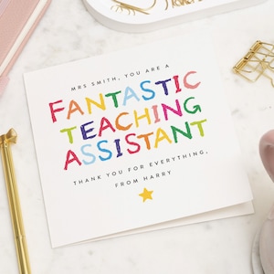 Cartão de agradecimento personalizado para professor, cartão de agradecimento simples para assistente de ensino, presente de fim de aula, fim de período para professor, um grande obrigado