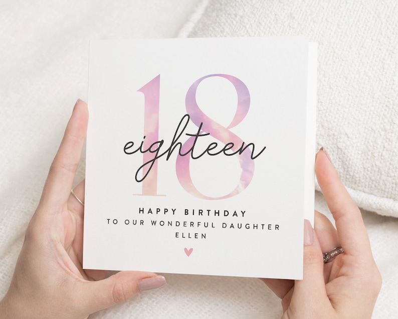 Carte 18e anniversaire fille, carte 18e anniversaire fille, cadeau 18e anniversaire pour petite-fille, dix-huitième anniversaire, carte d'anniversaire importante image 1