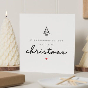 Tarjetas navideñas personalizadas, Empieza a parecerse mucho a Navidad, Tarjeta navideña para un amigo, Tarjeta navideña con letra de canción, Navidad para él