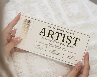 Concert Ticket Gift, Festival Voucher, Surprise Gift, Experience Voucher, Valentine's Gift, Gold Foil, Birthday Gift for Him or Her