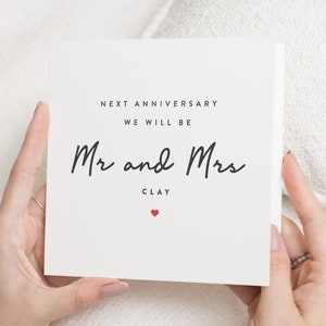 Próximo aniversario: seremos señor y señora, tarjeta de aniversario de prometido personalizada, último aniversario antes de casarse, tarjeta de aniversario de prometido personalizada