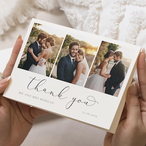 Gefaltete personalisierte Dankeskarten Hochzeit mit Foto, Hochzeits-Dankeskarten, Postkarten-Hochzeitskarten, Postkarten-Dankeskarten-Landschaft