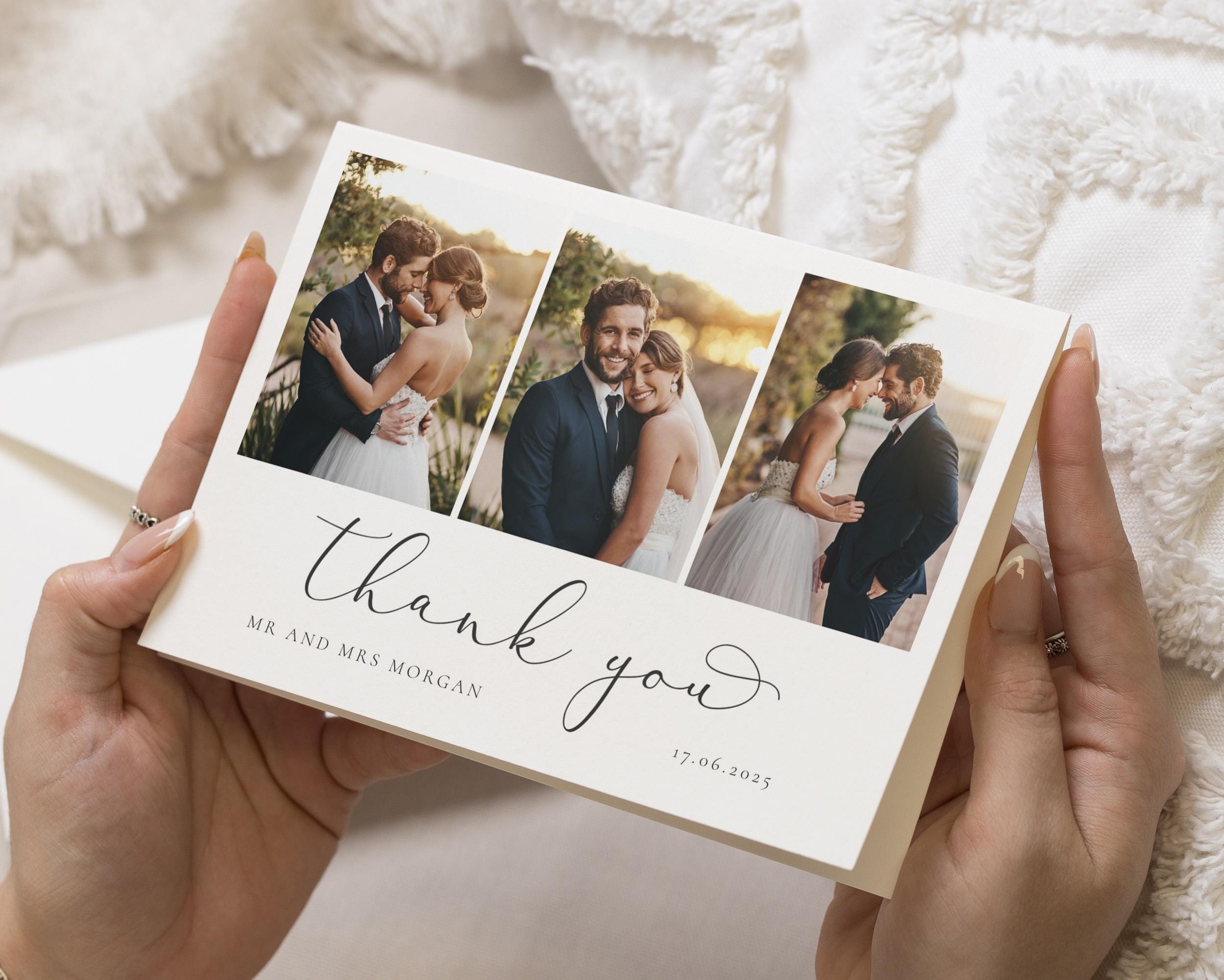 Folded Personalised Thank You Cards Wedding With Photo, Wedding Thank ...