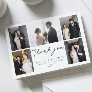 Remerciements de mariage multi-photos, cartes de remerciement personnalisées simples pour mariage, cartes de remerciement pour mariage avec photo, cartes de remerciement pliées