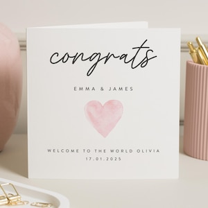 Carte personnalisée de bébé fille, bonjour petite fille, carte de félicitations pour nouveau bébé, carte de nouveau bébé ami, carte de bienvenue dans le monde bébé
