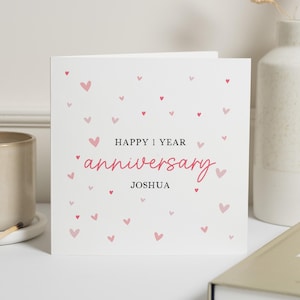 Tarjeta de primer aniversario para él, tarjeta de aniversario de un año, tarjeta de feliz primer aniversario para el esposo, tarjeta de aniversario para el novio, 1 año de casados