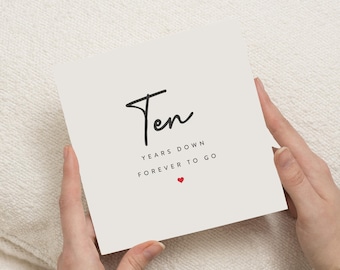 10 Year Anniversary Card For Husband, Wife 10th Anniversary Card, Tin Anniversary Card, 10 Year Wedding Anniversary Gift, Forever To Go