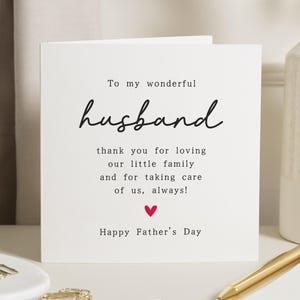 Fathers Day Card for Husband, Husband Fathers Day Card, Fathers Day Card from Wife, Fathers Day Card for Him, Cute Fathers Day Card