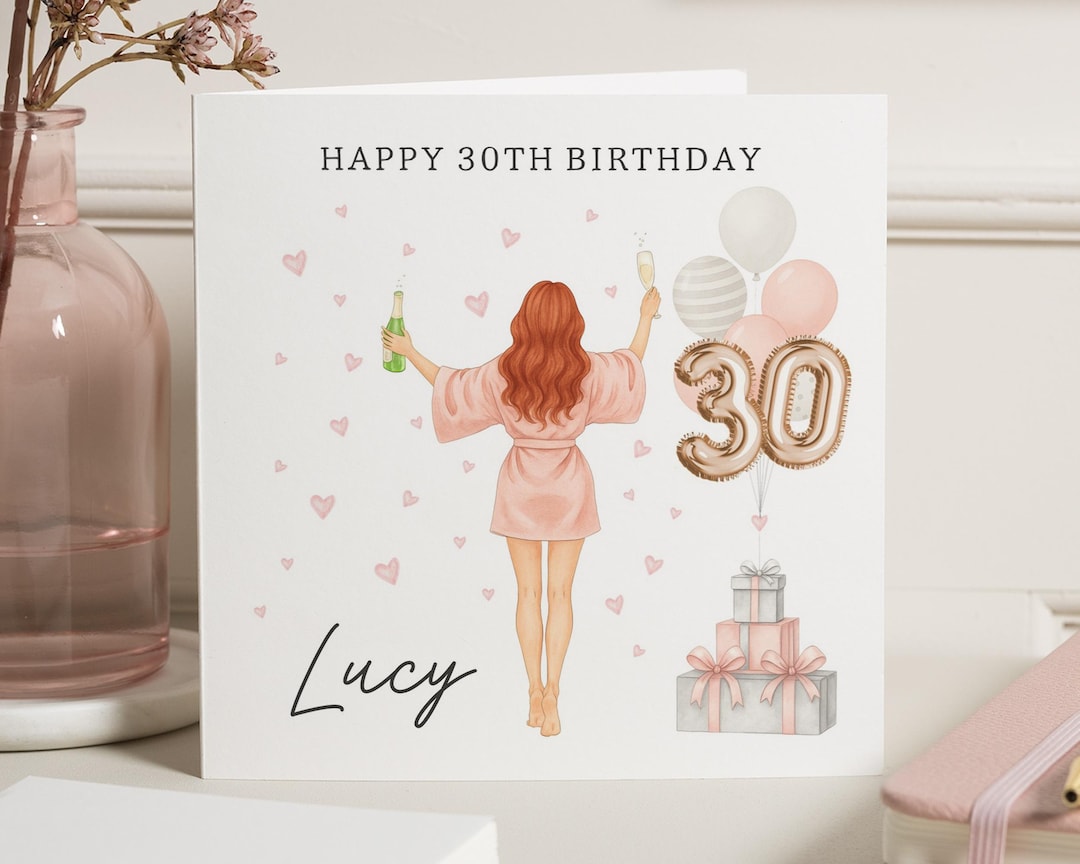 30th Birthday Card for Her, Personalised Birthday Card, Birthday Card
