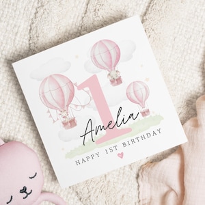 1e verjaardagskaart voor meisje, gepersonaliseerde eerste verjaardagskaart, leuke verjaardagskaart voor dochter, kleindochter, nichtje